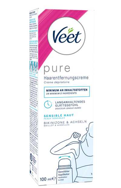 Veet PURE Haarentfernungscreme Bikini & Achseln, sensible Haut, 100ml