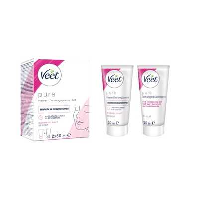 Veet PURE Haarentfernungs-Set Gesicht, normale Haut, 100ml