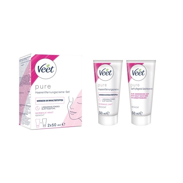 Veet PURE Haarentfernungs-Set Gesicht, normale Haut, 100ml