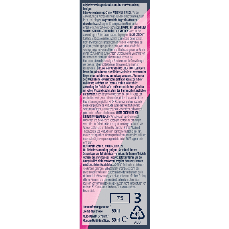 Veet EXPERT Intim-Haarentfernungs-Set, Intim-Haarentfernungscreme + Multi-Benefit Schaum, 100ml 7