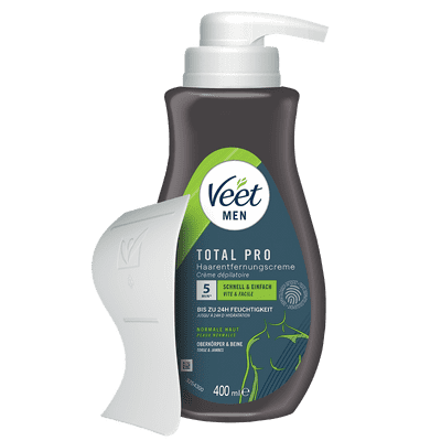 Veet Men Haarentfernungscreme Oberkörper & Beine Pumpspender, normale Haut, 400ml