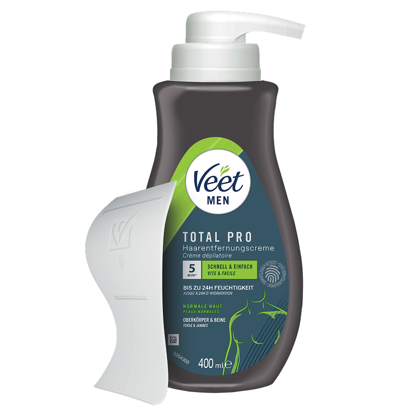Veet Men Haarentfernungscreme Oberkörper & Beine Pumpspender, normale Haut, 400ml