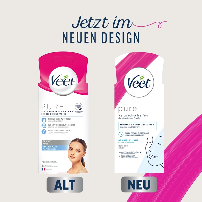 Veet PURE Kaltwachsstreifen Gesicht, sensible Haut, 20 Stück 6