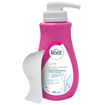 Veet PURE Haarentfernungscreme Pumpspender Körper & Beine, sensible Haut, 400ml
