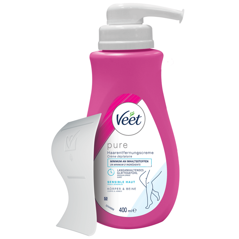 Veet PURE Haarentfernungscreme Pumpspender Körper & Beine, sensible Haut, 400ml