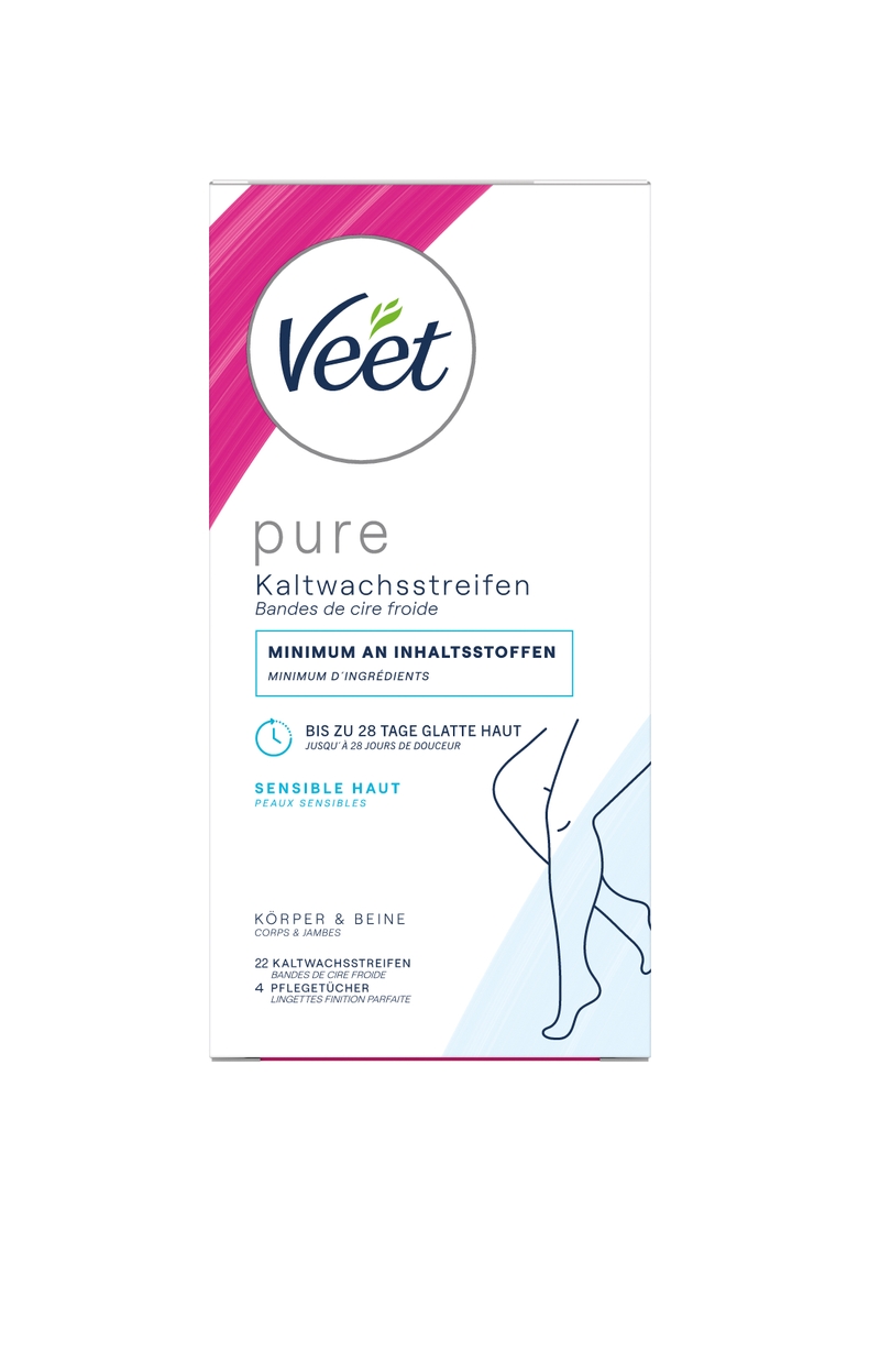 Veet PURE Kaltwachsstreifen Beine & Körper, sensible Haut, 22 Stück 1