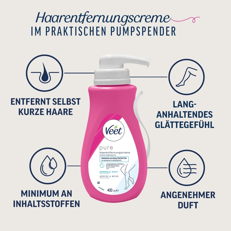 Veet PURE Haarentfernungscreme Körper & Beine, trockene Haut, 100ml 11